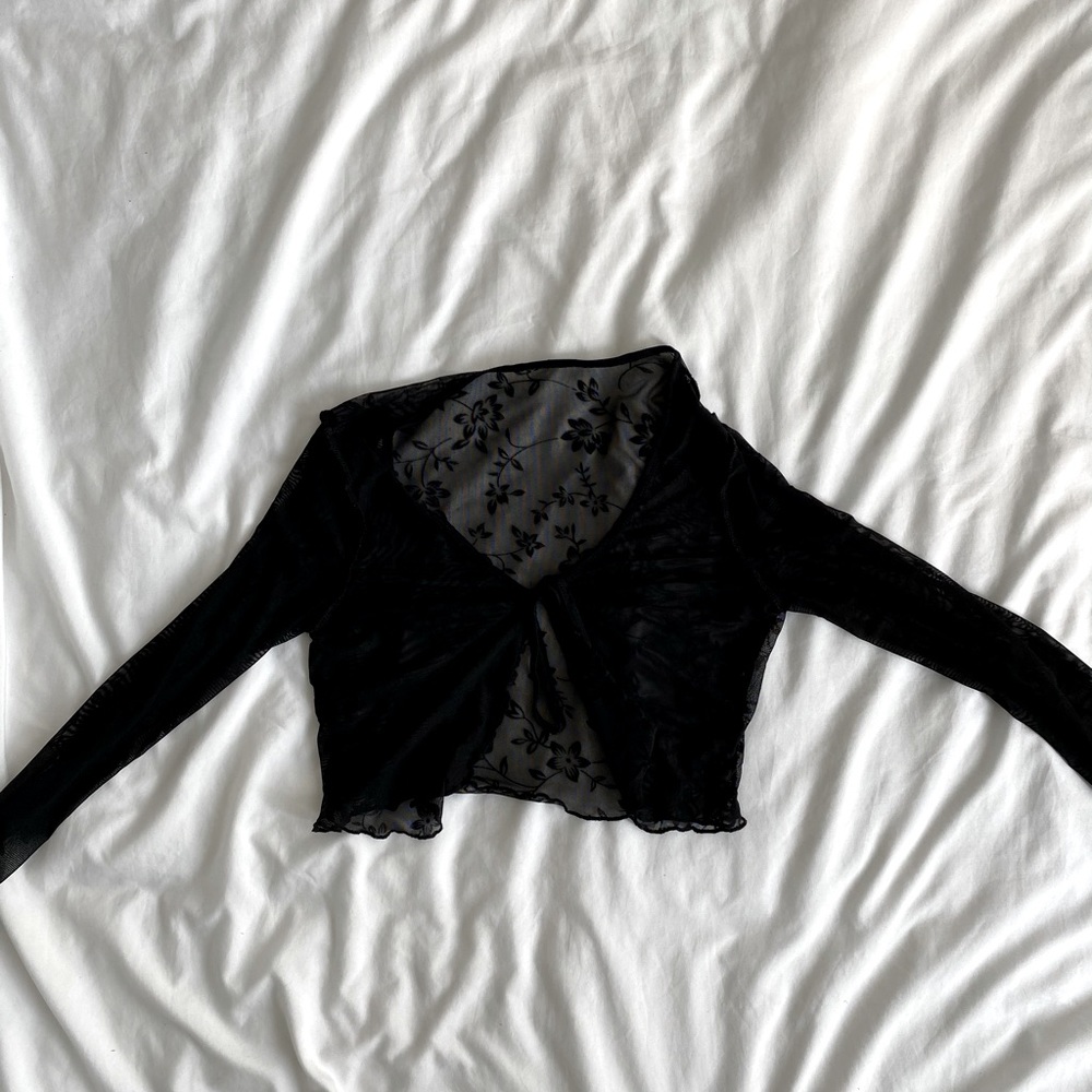 Mesh floral tie crop